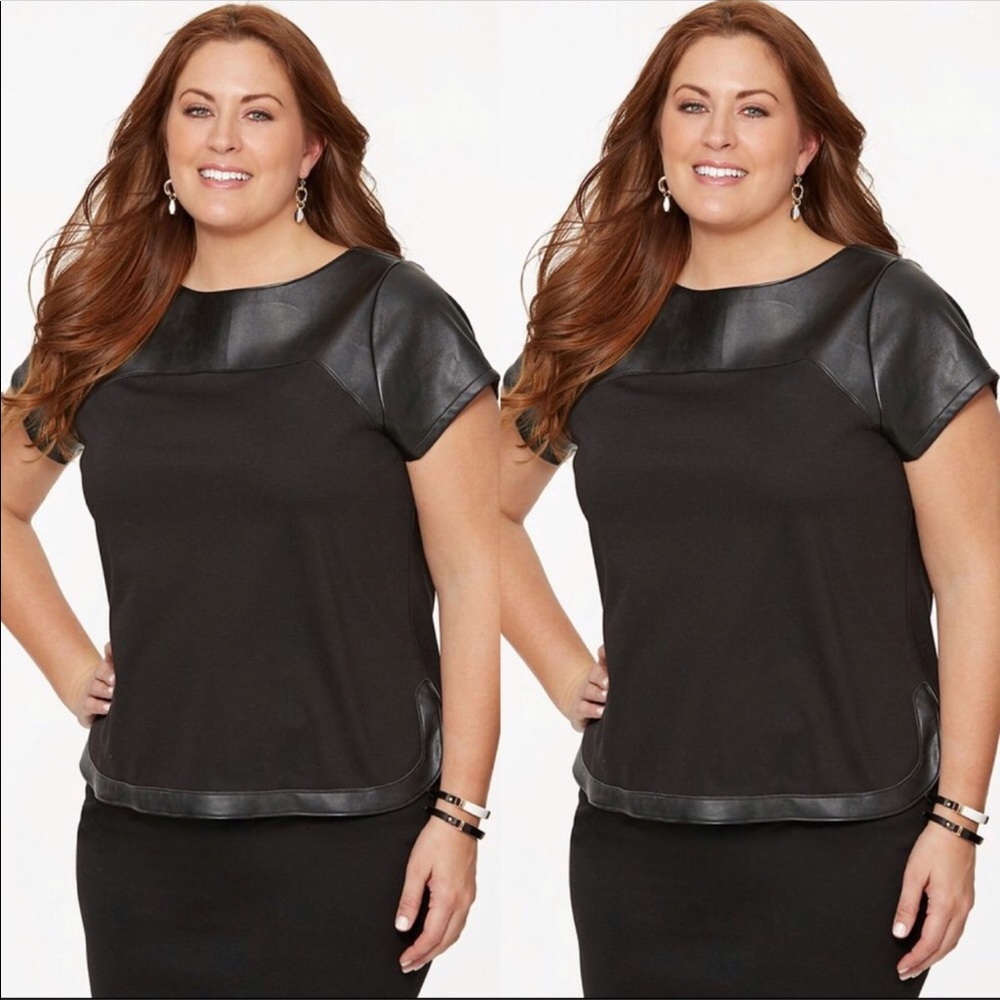 Lane Bryant| Ponte & Faux leather Tee